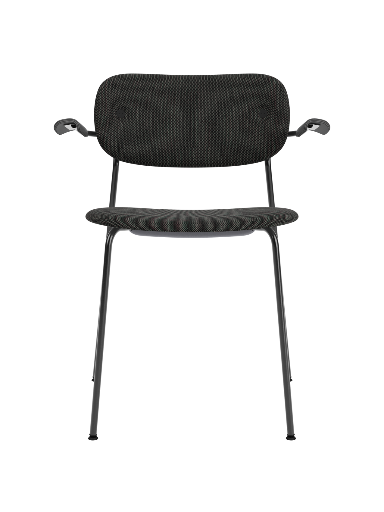Fully Upholstered Dining Chair with Armrests ¨C Black Base, Stackable