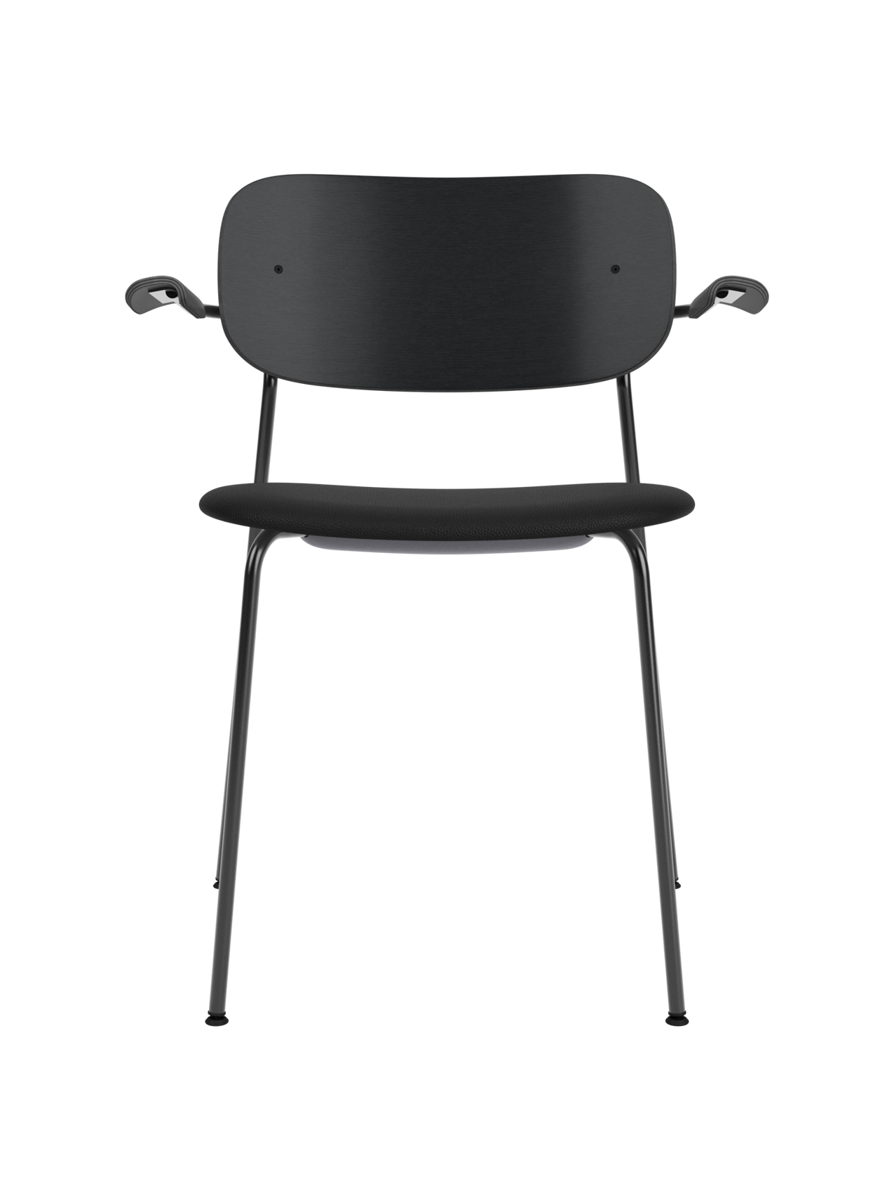 Dining Chair with Armrests, Upholstered Seat ¨C Black Frame, Stackable