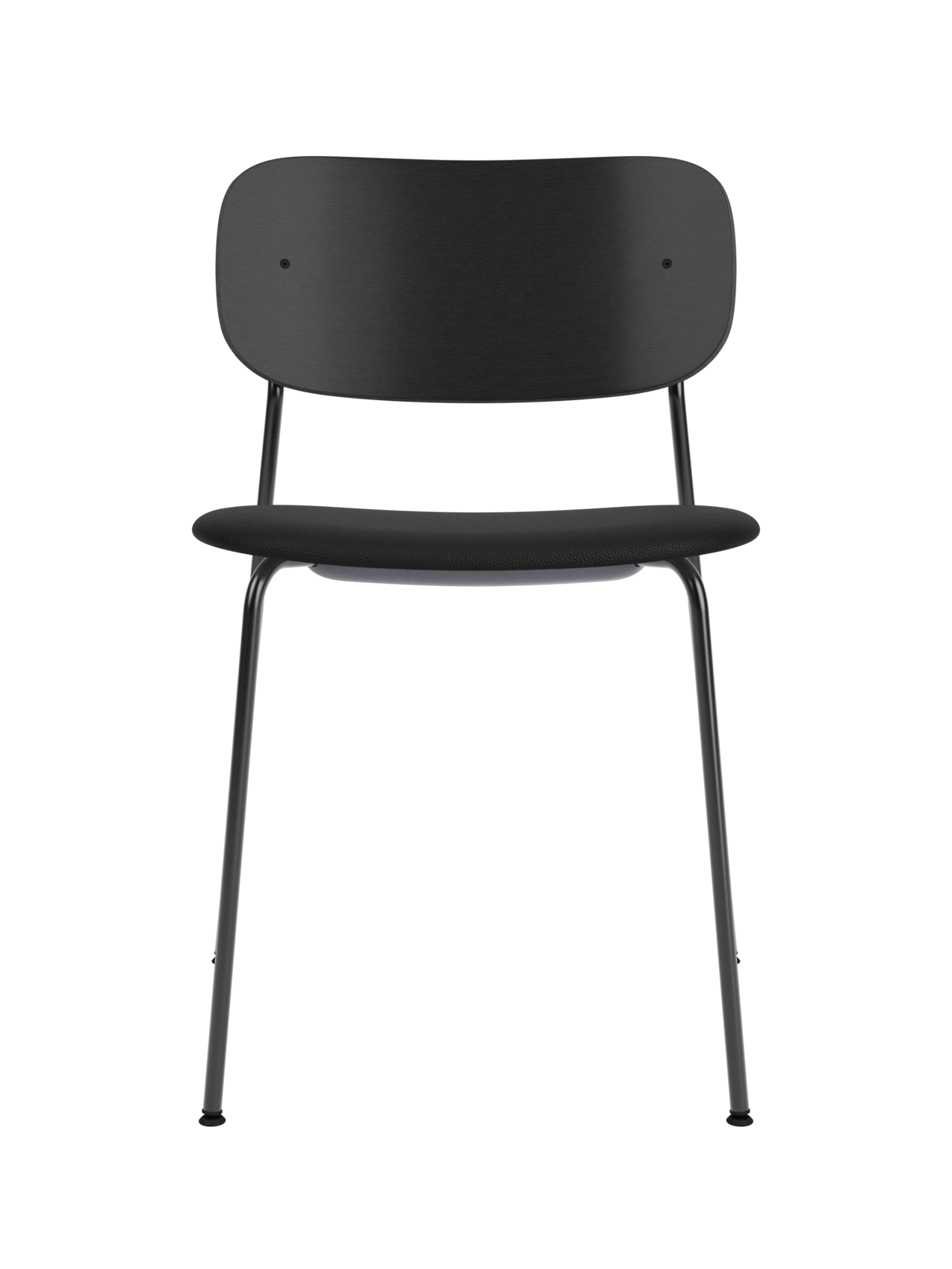 Dining Chair, Upholstered Seat ¨C Black Frame, Wide Veneer Back, Stackable