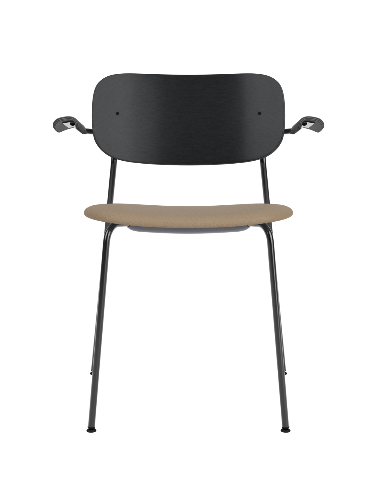 Dining Chair with Armrests, Upholstered Seat ¨C Black Frame, Stackable
