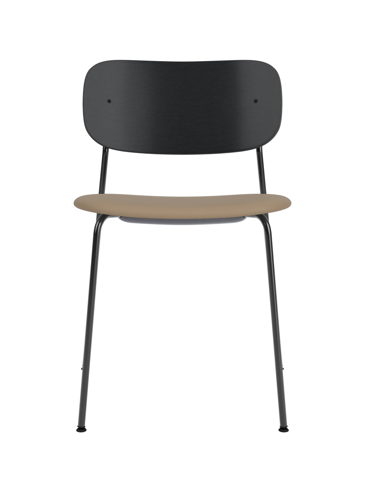 Dining Chair, Upholstered Seat ¨C Black Frame, Wide Veneer Back, Stackable