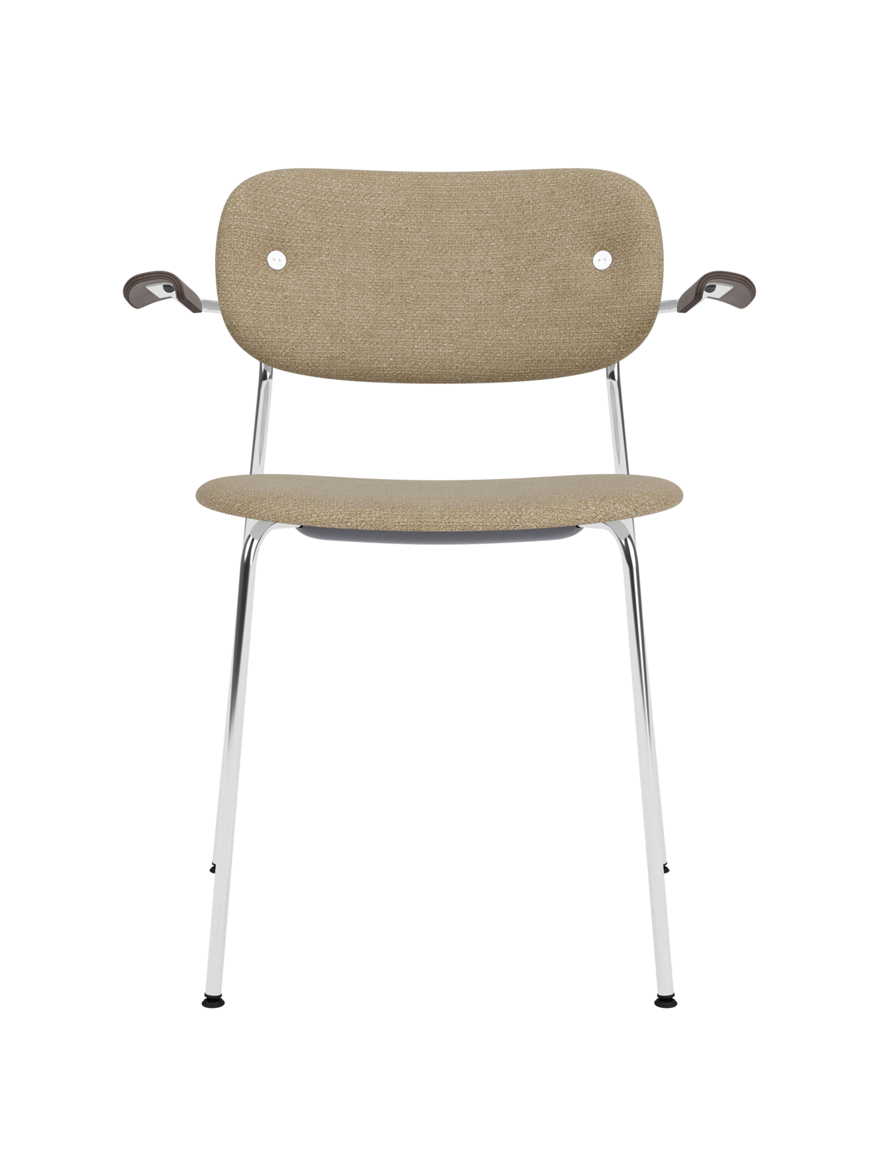 Fully Upholstered Dining Chair with Armrests ¨C Chrome Base, Stackable