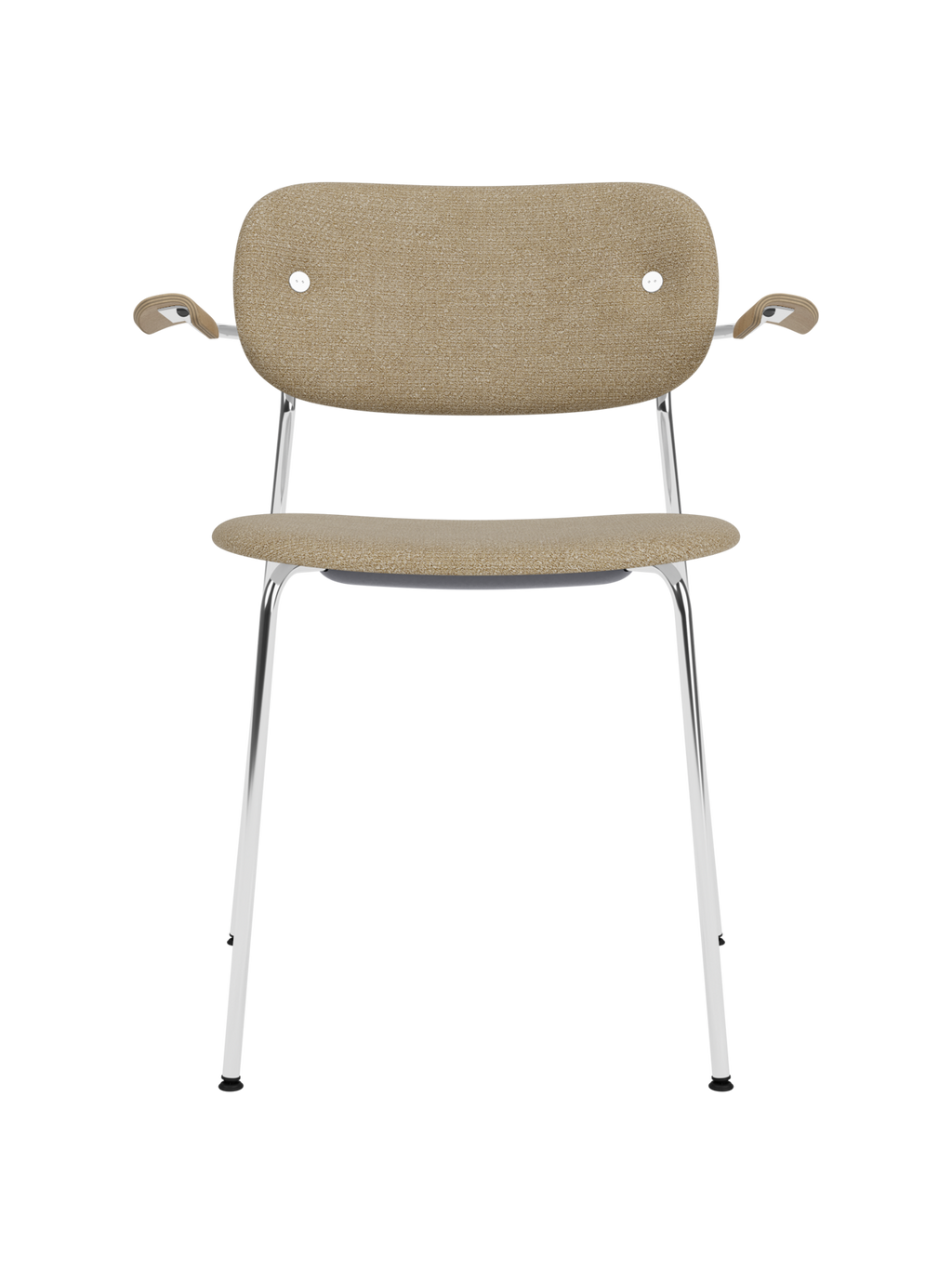 Fully Upholstered Dining Chair with Armrests ¨C Chrome Base, Stackable