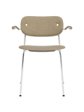 Fully Upholstered Dining Chair with Armrests ¨C Chrome Base, Stackable