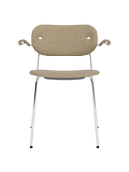 Fully Upholstered Dining Chair with Armrests ¨C Chrome Base, Stackable