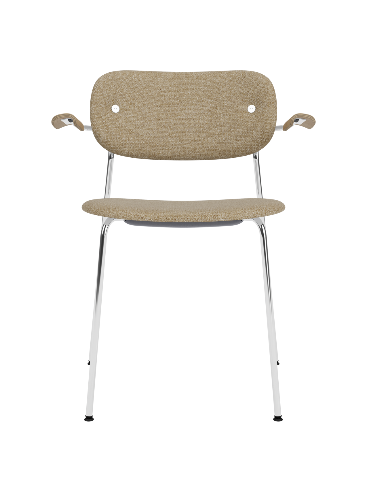 Fully Upholstered Dining Chair with Armrests ¨C Chrome Base, Stackable