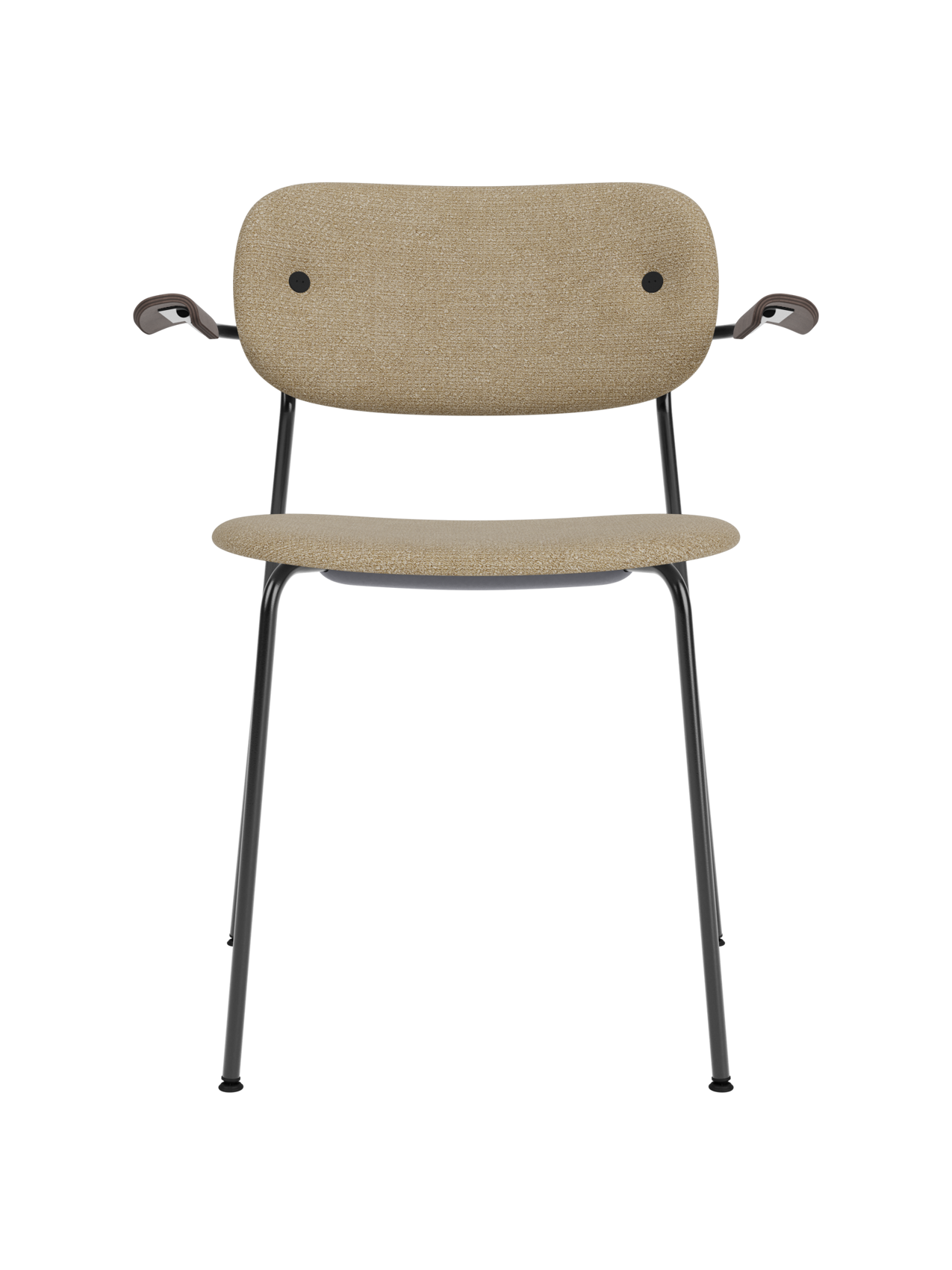 Fully Upholstered Dining Chair with Armrests ¨C Black Base, Stackable