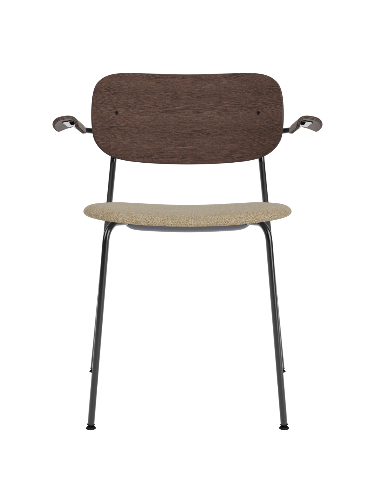 Dining Chair with Armrests, Upholstered Seat ¨C Black Frame, Stackable