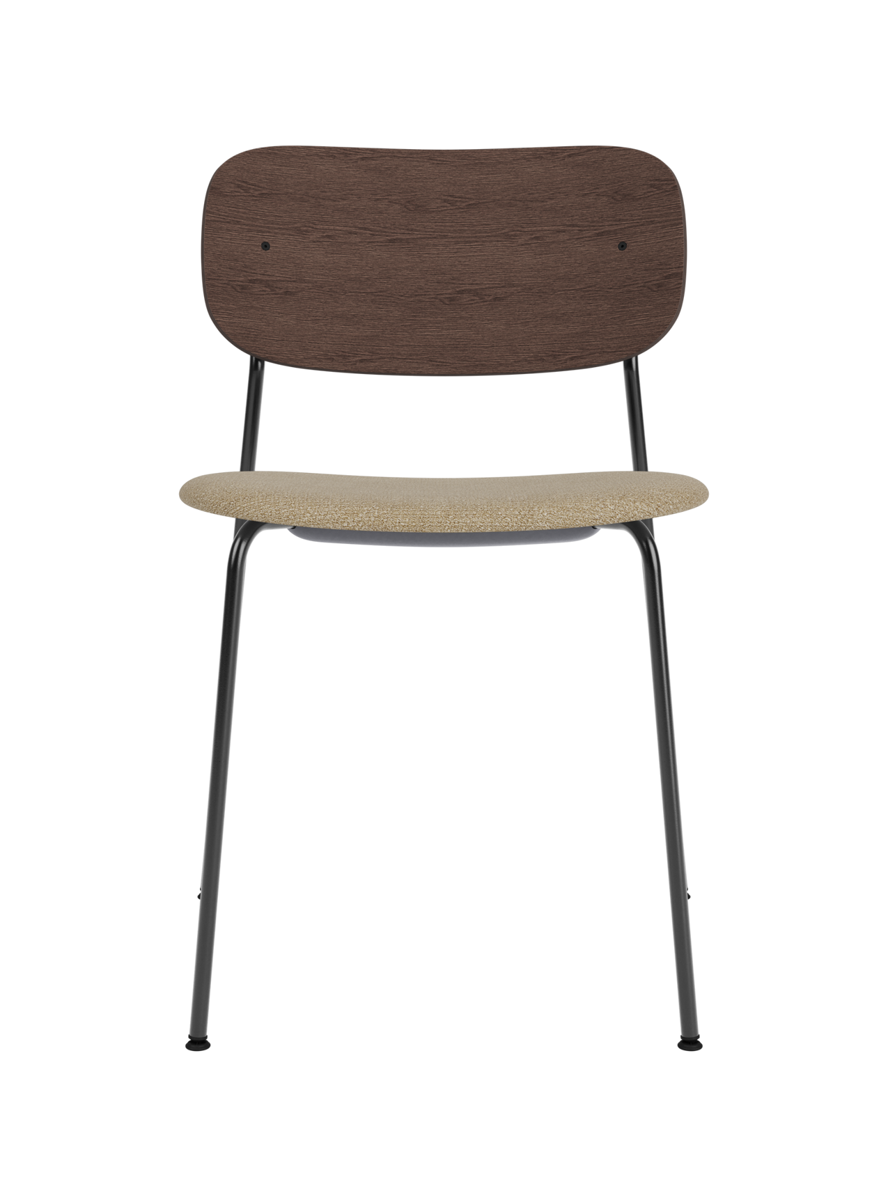 Dining Chair, Upholstered Seat ¨C Black Frame, Wide Veneer Back, Stackable