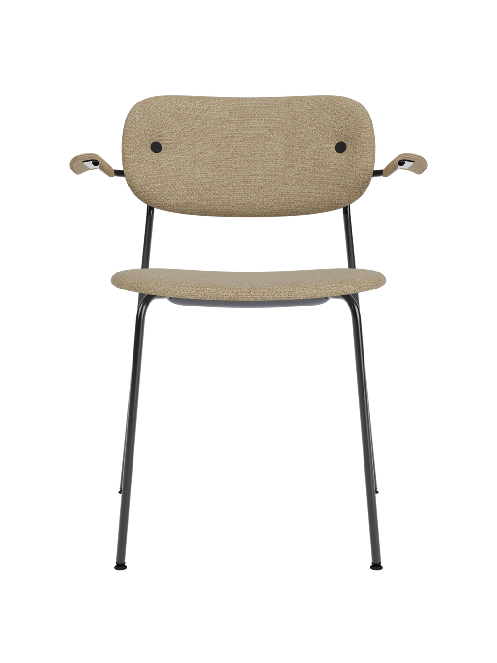 Fully Upholstered Dining Chair with Armrests ¨C Black Base, Stackable