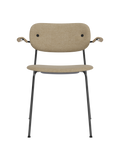 Fully Upholstered Dining Chair with Armrests ¨C Black Base, Stackable