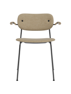 Fully Upholstered Dining Chair with Armrests ¨C Black Base, Stackable