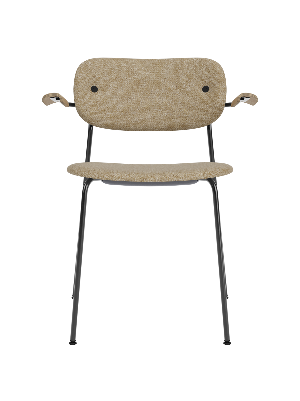 Fully Upholstered Dining Chair with Armrests ¨C Black Base, Stackable