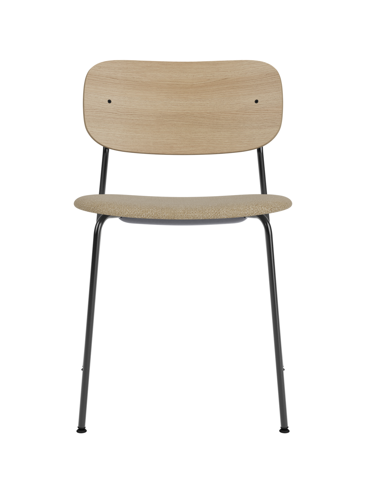 Dining Chair, Upholstered Seat ¨C Black Frame, Wide Veneer Back, Stackable