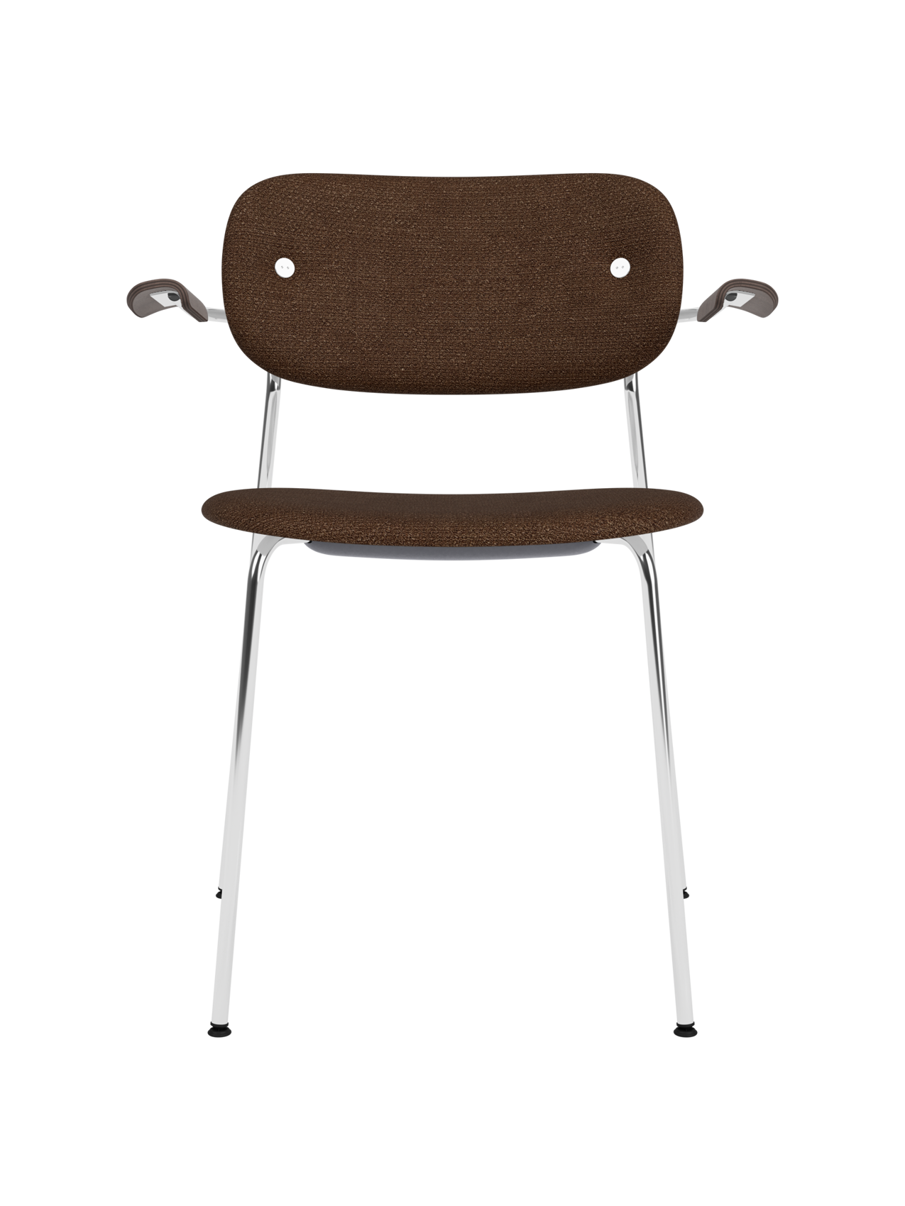 Fully Upholstered Dining Chair with Armrests ¨C Chrome Base, Stackable