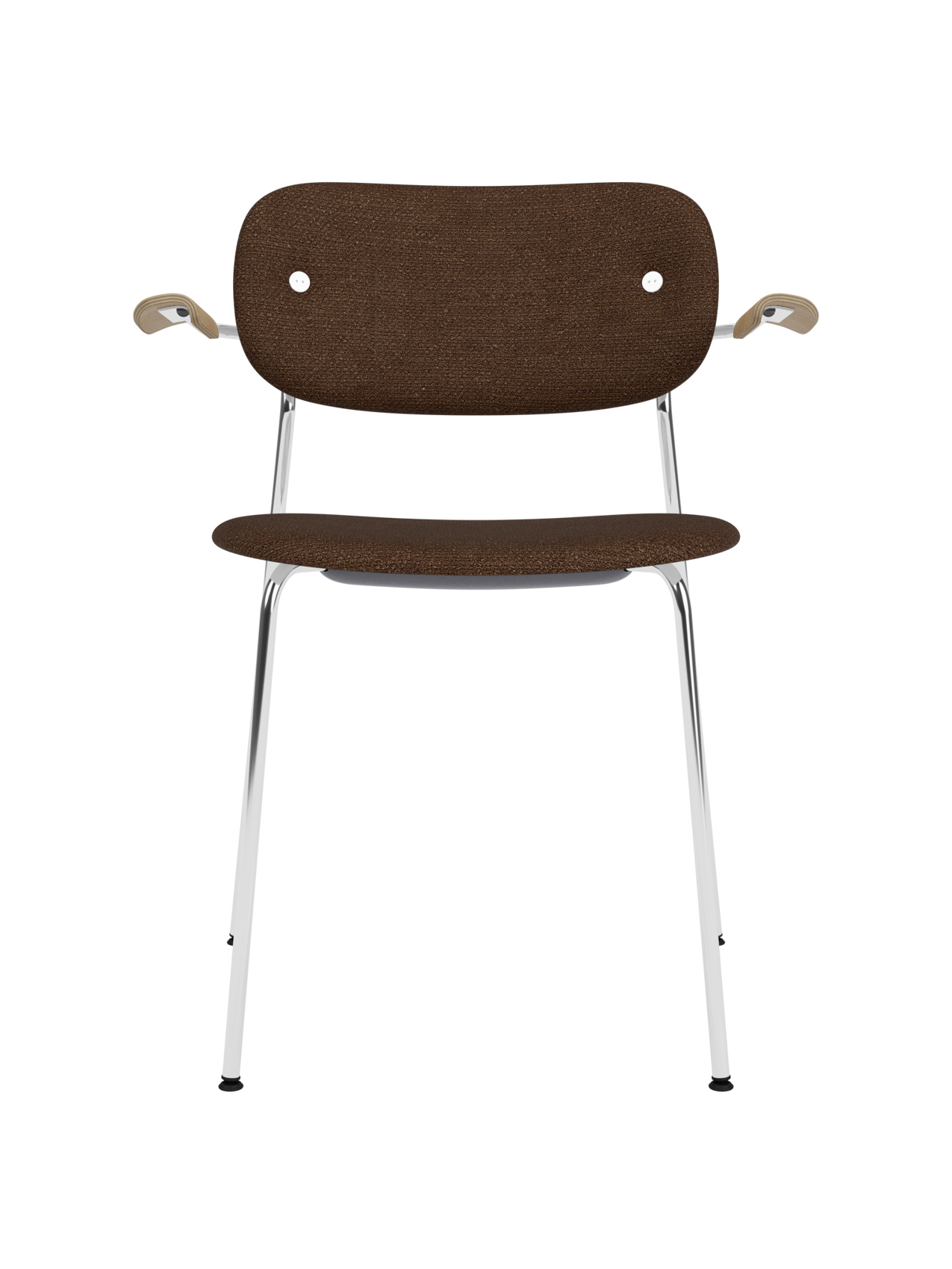 Fully Upholstered Dining Chair with Armrests ¨C Chrome Base, Stackable