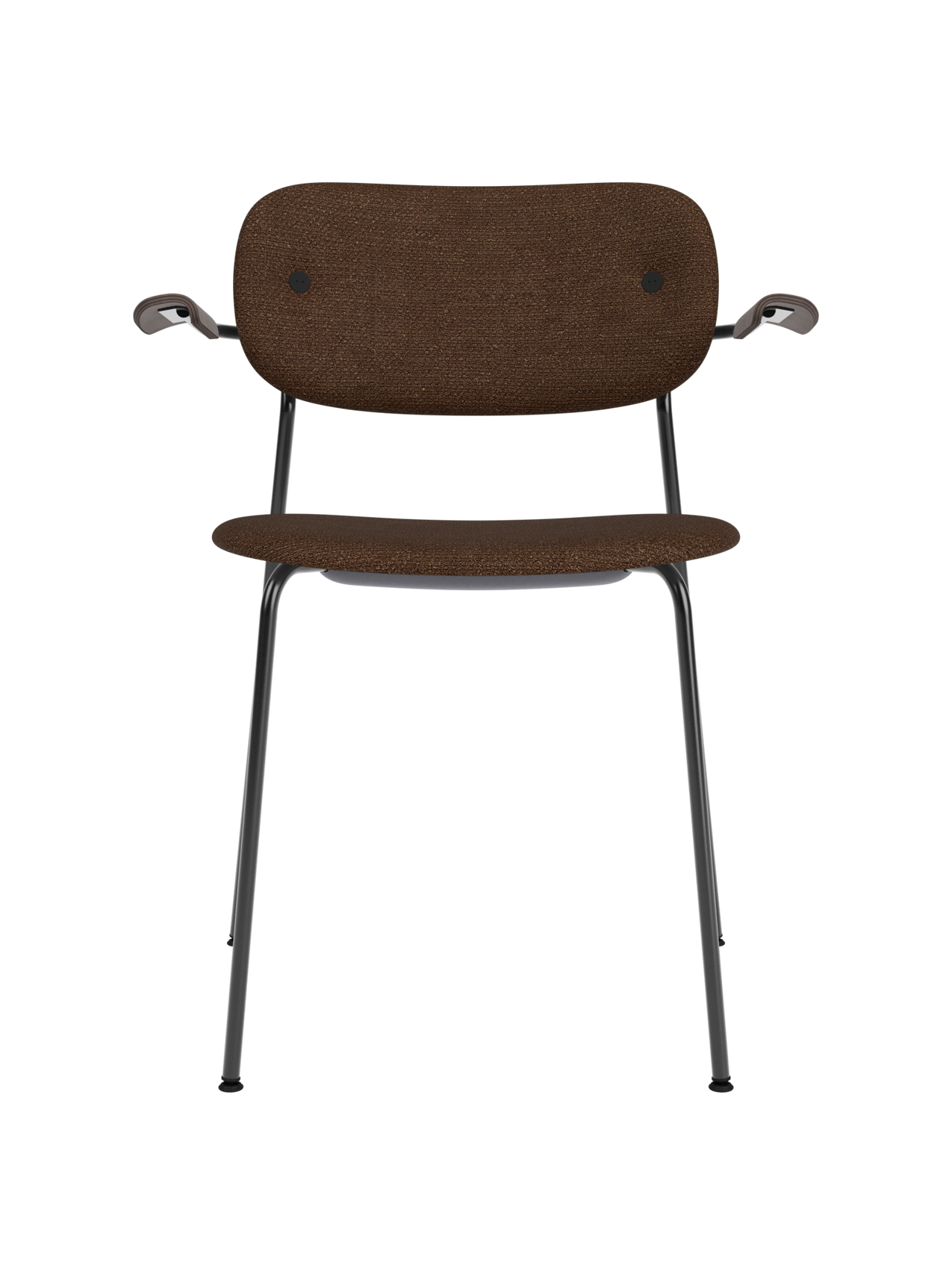 Fully Upholstered Dining Chair with Armrests ¨C Black Base, Stackable