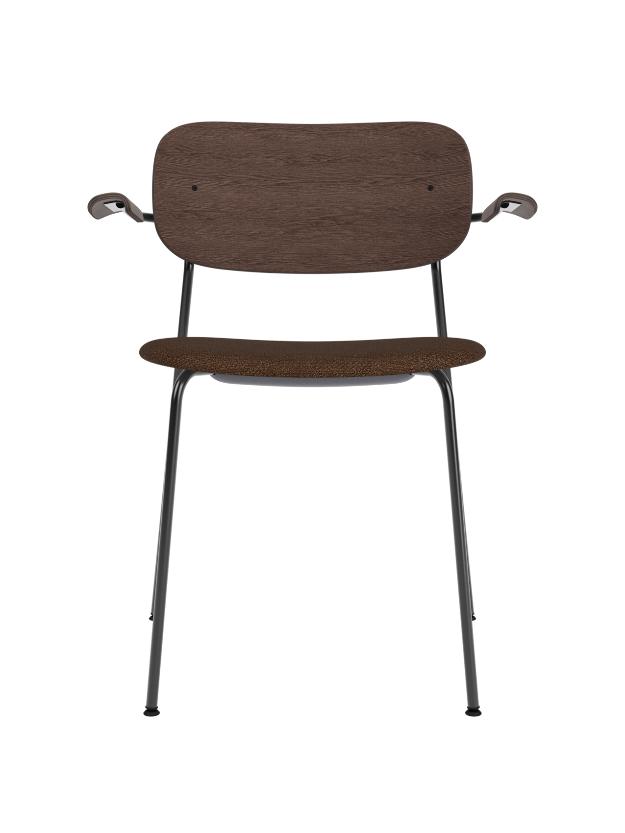 Dining Chair with Armrests, Upholstered Seat ¨C Black Frame, Stackable
