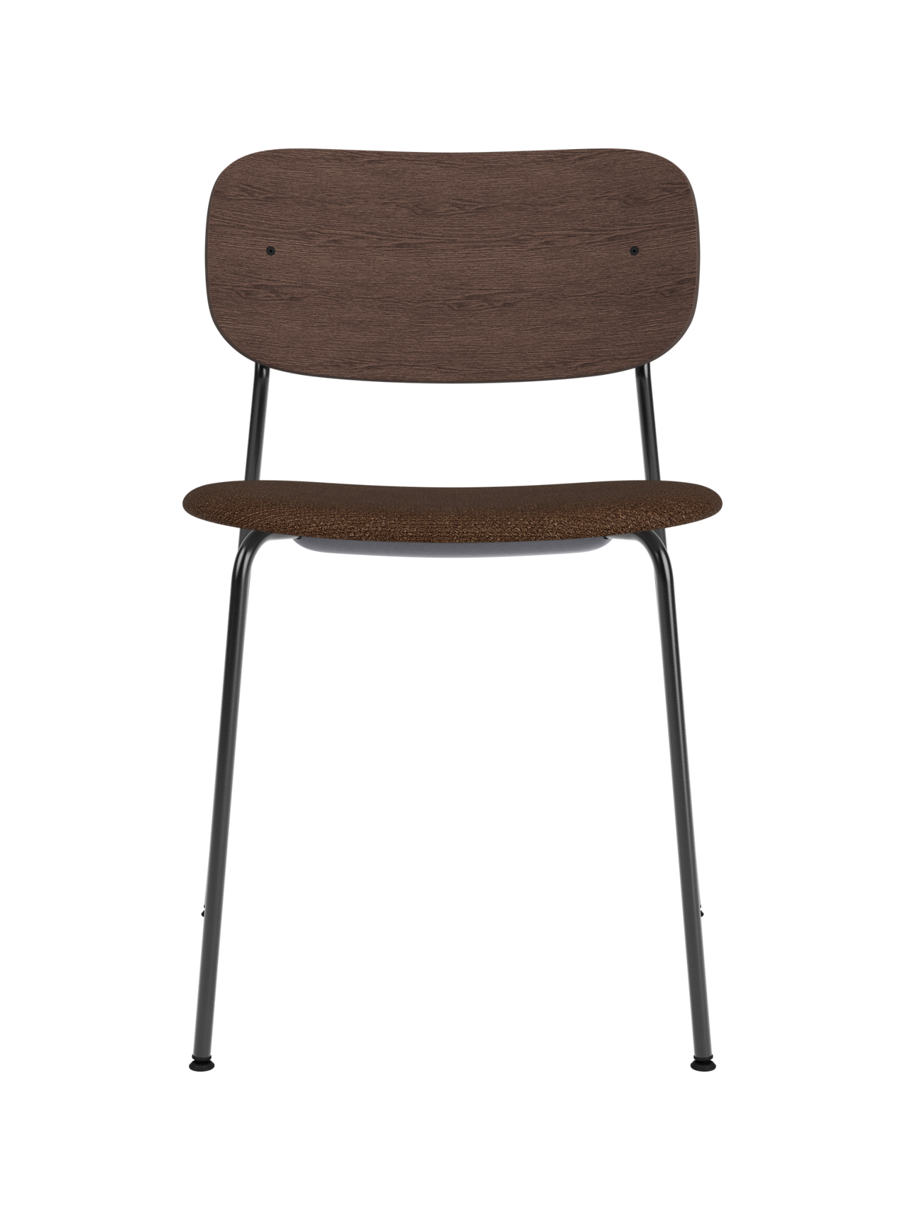 Dining Chair, Upholstered Seat ¨C Black Frame, Wide Veneer Back, Stackable