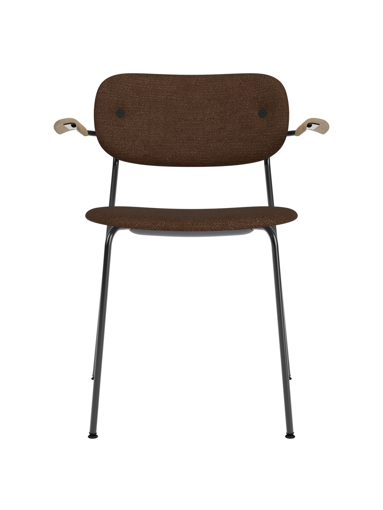 Fully Upholstered Dining Chair with Armrests ¨C Black Base, Stackable