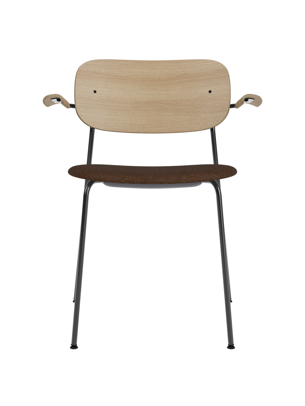Dining Chair with Armrests, Upholstered Seat ¨C Black Frame, Stackable