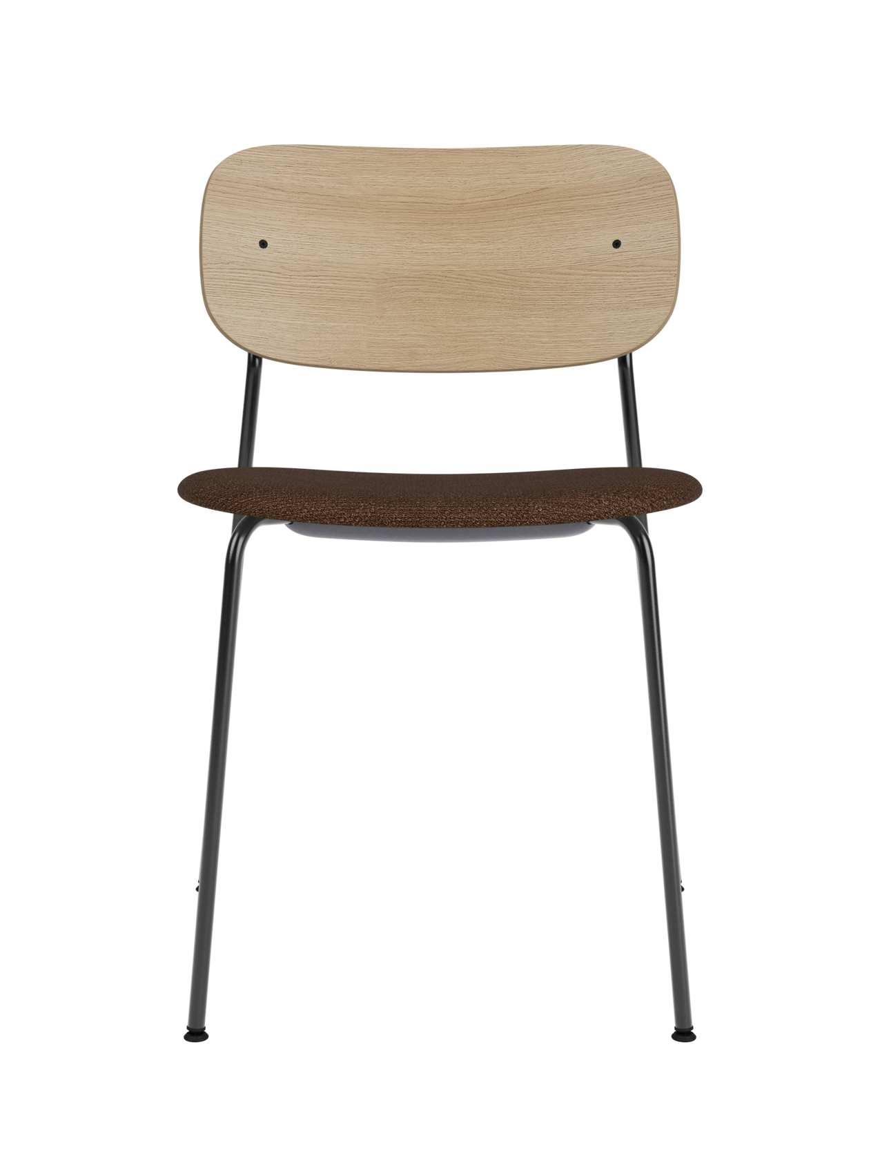 Dining Chair, Upholstered Seat ¨C Black Frame, Wide Veneer Back, Stackable