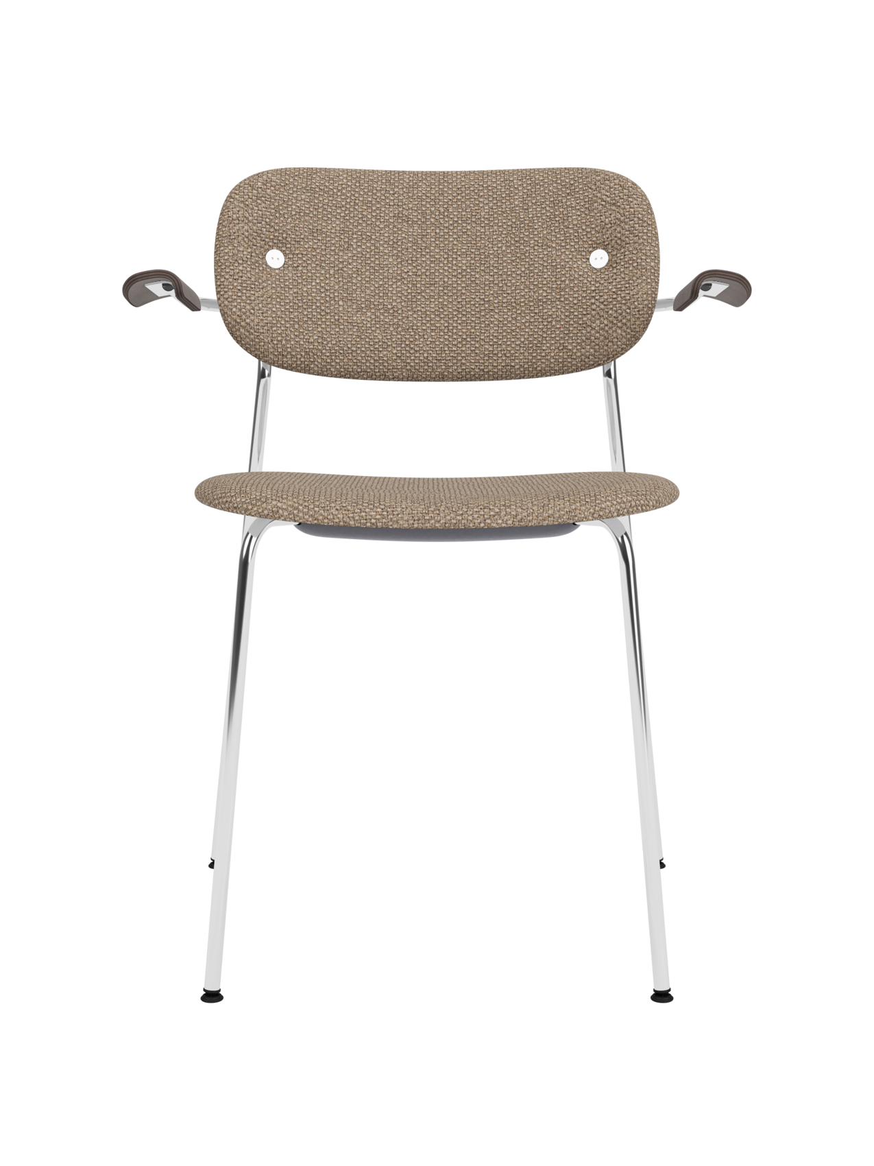 Fully Upholstered Dining Chair with Armrests ¨C Chrome Base, Stackable