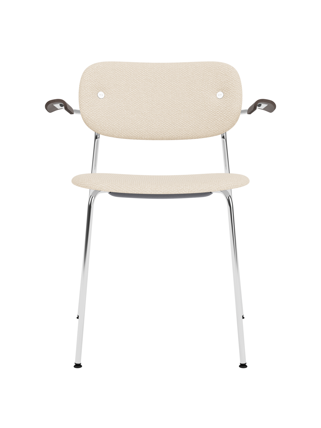 Fully Upholstered Dining Chair with Armrests ¨C Chrome Base, Stackable