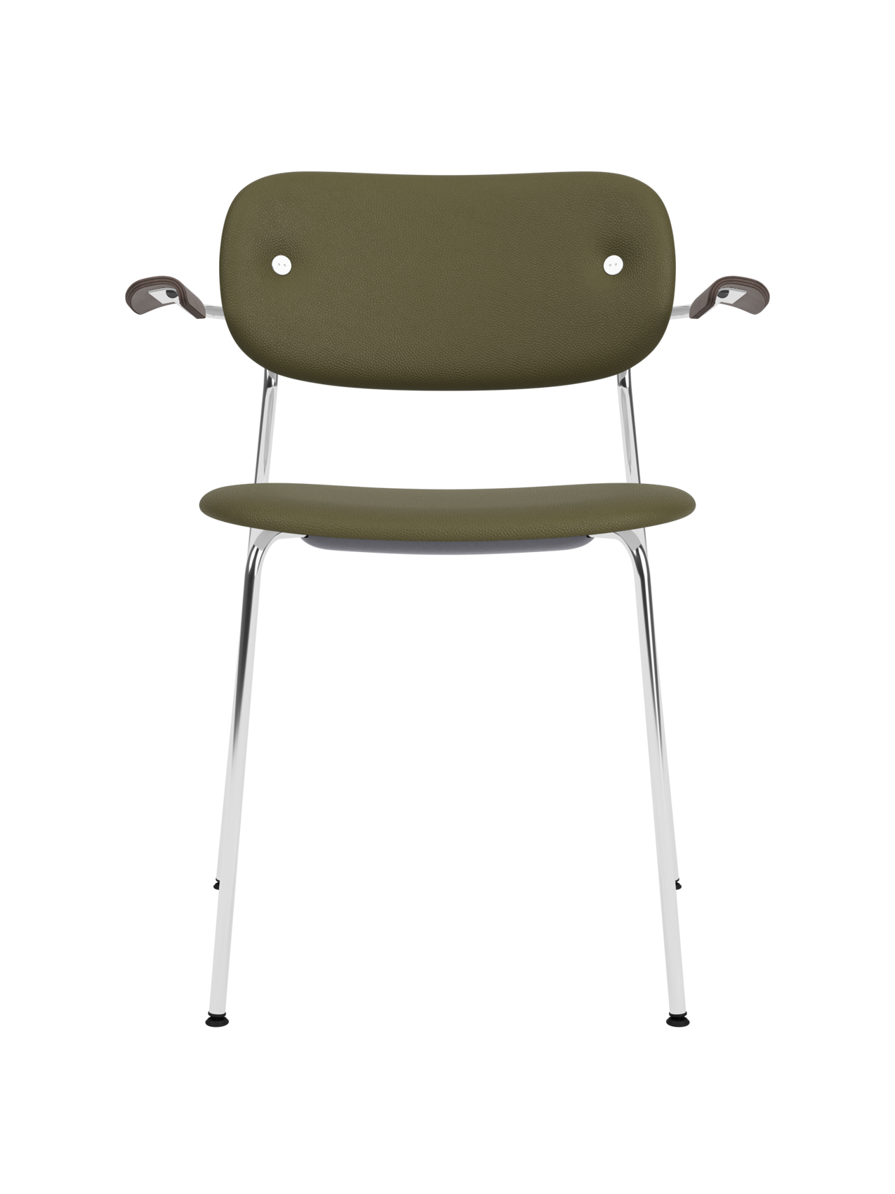 Fully Upholstered Dining Chair with Armrests ¨C Chrome Base, Stackable