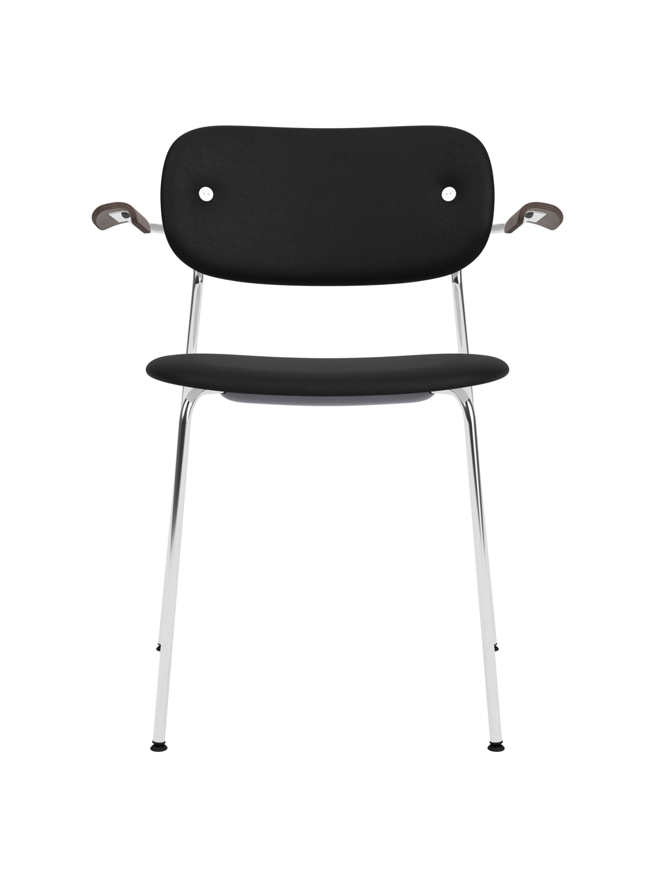 Fully Upholstered Dining Chair with Armrests ¨C Chrome Base, Stackable
