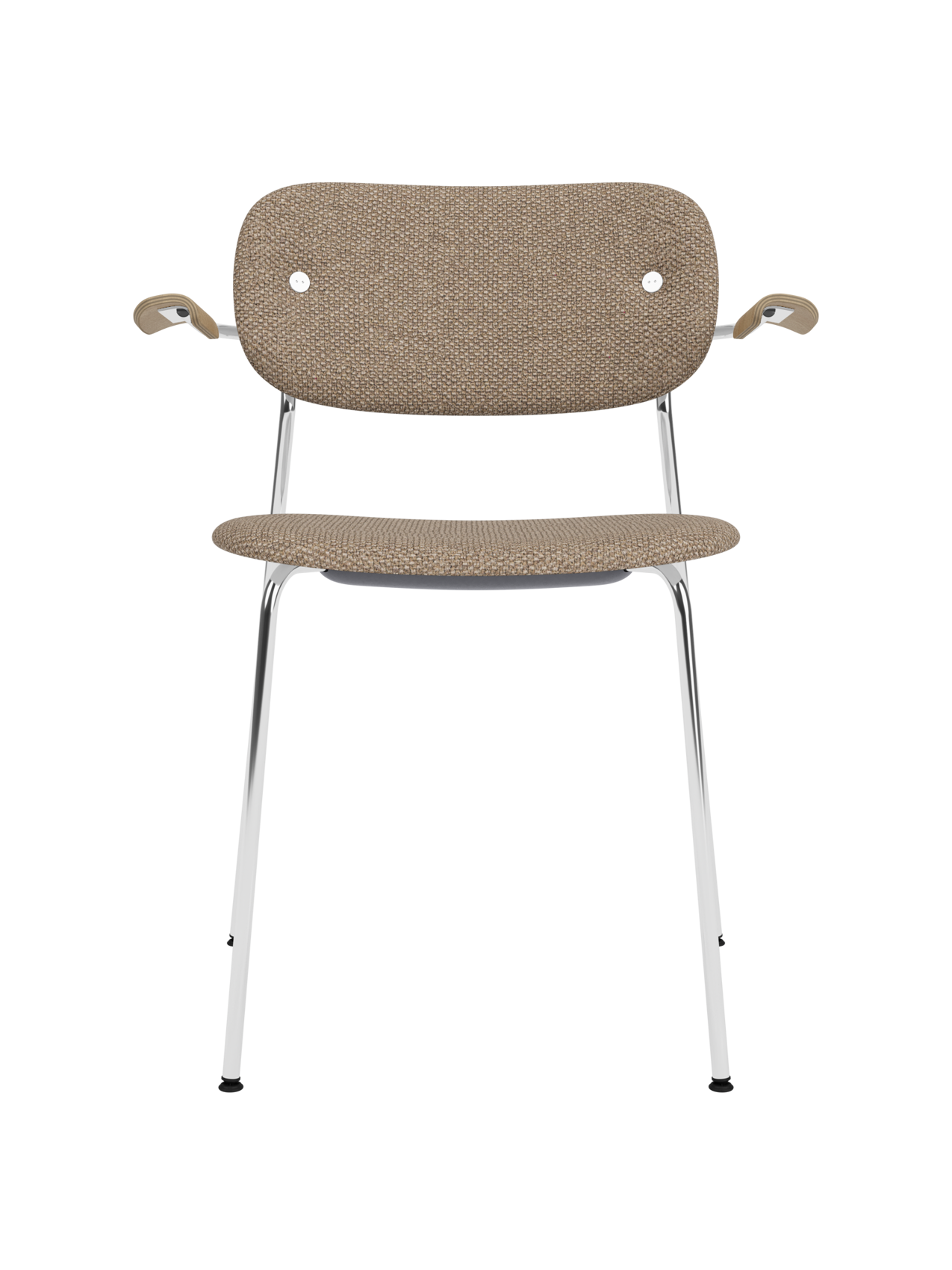 Fully Upholstered Dining Chair with Armrests ¨C Chrome Base, Stackable