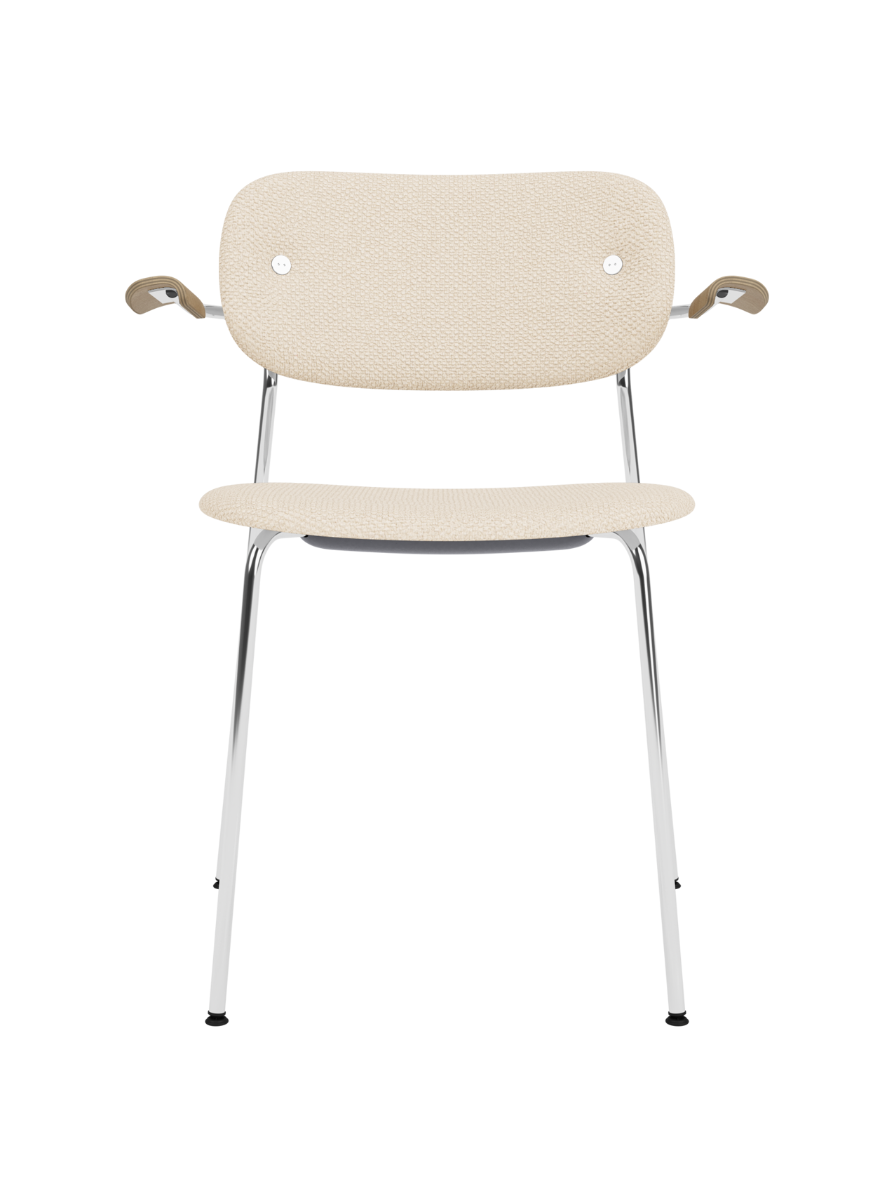 Fully Upholstered Dining Chair with Armrests ¨C Chrome Base, Stackable