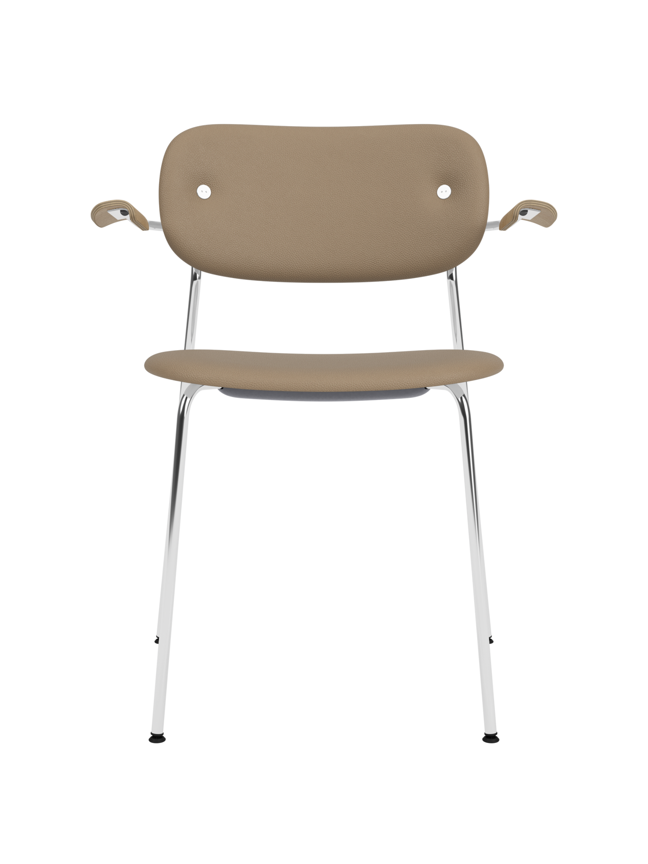 Fully Upholstered Dining Chair with Armrests ¨C Chrome Base, Stackable