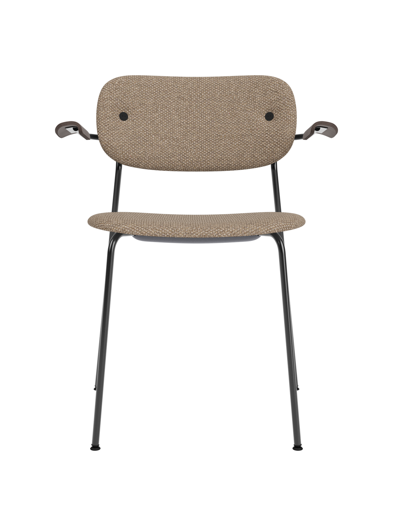 Fully Upholstered Dining Chair with Armrests ¨C Black Base, Stackable