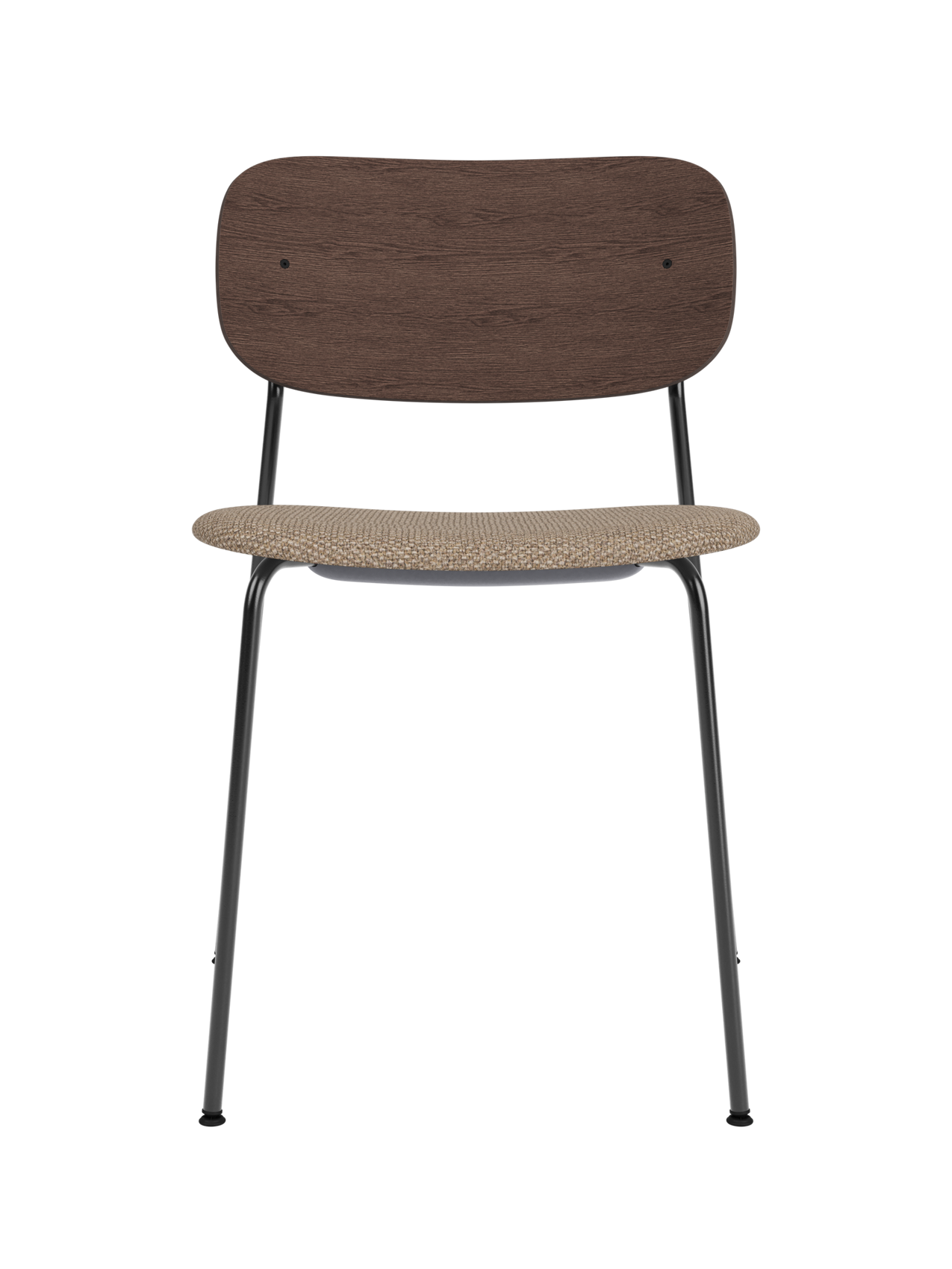 Dining Chair, Upholstered Seat ¨C Black Frame, Wide Veneer Back, Stackable