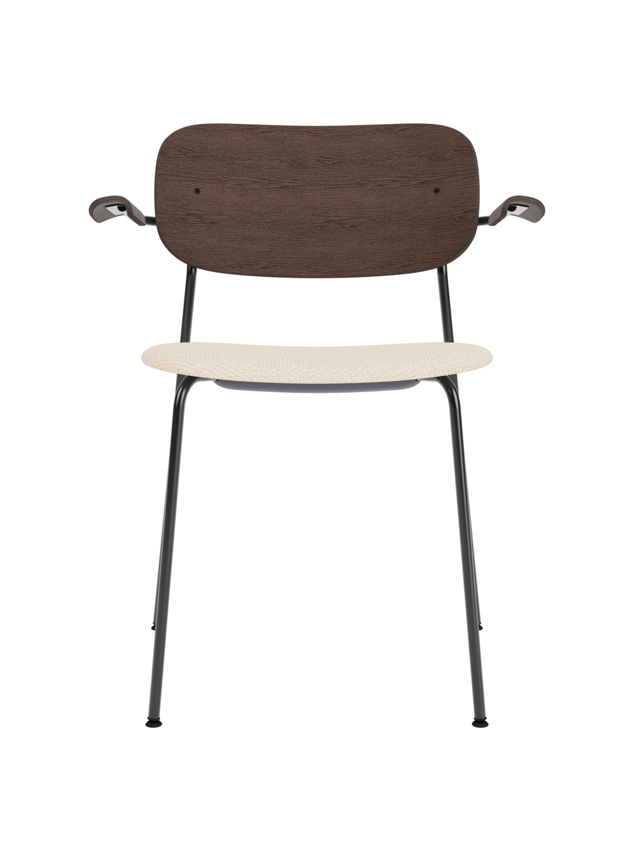 Dining Chair with Armrests, Upholstered Seat ¨C Black Frame, Stackable