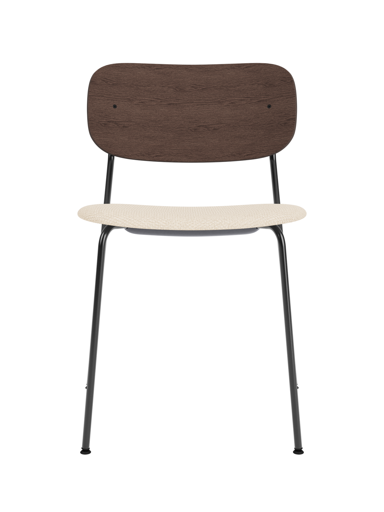 Dining Chair, Upholstered Seat ¨C Black Frame, Wide Veneer Back, Stackable