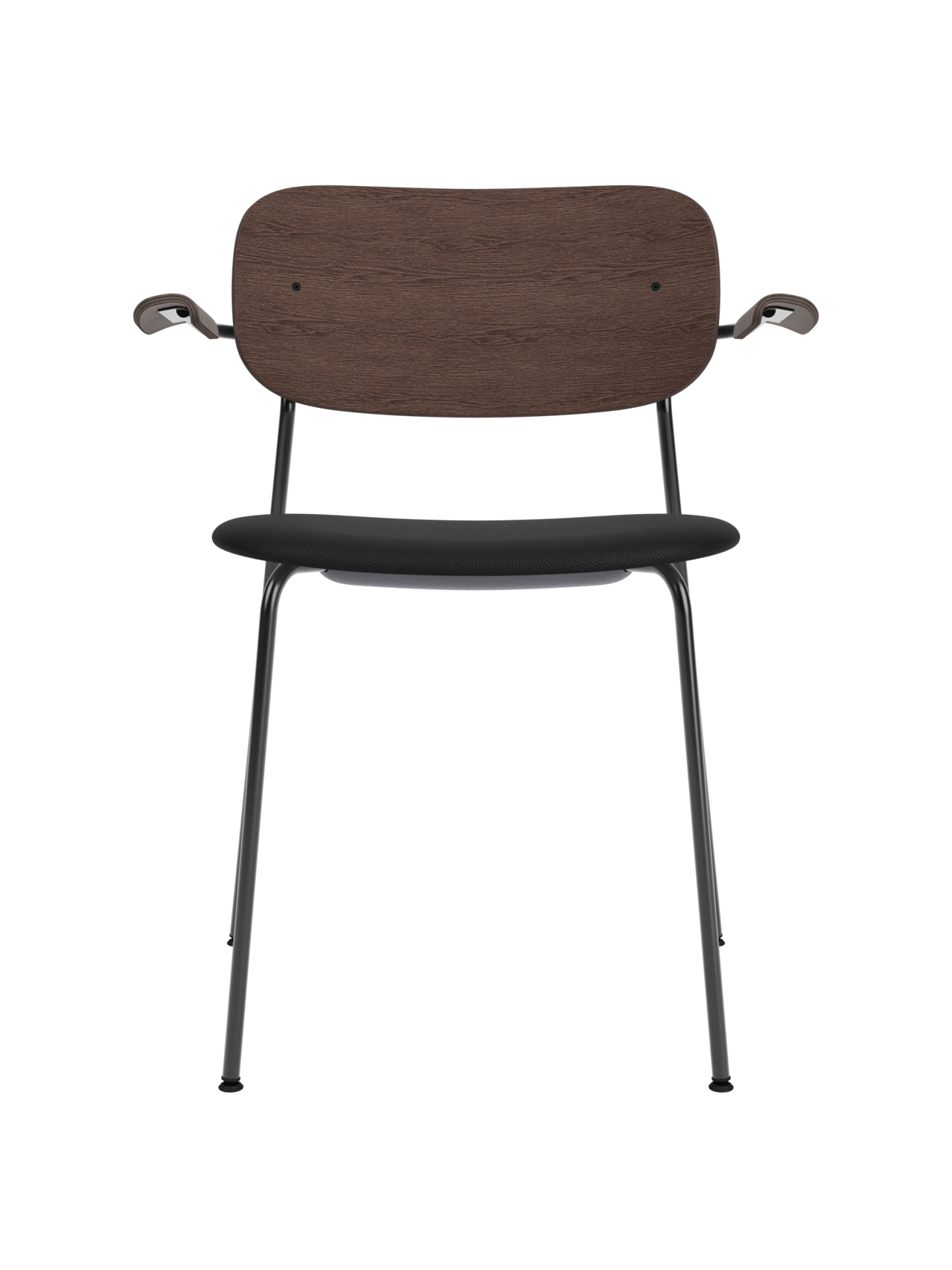 Dining Chair with Armrests, Upholstered Seat ¨C Black Frame, Stackable