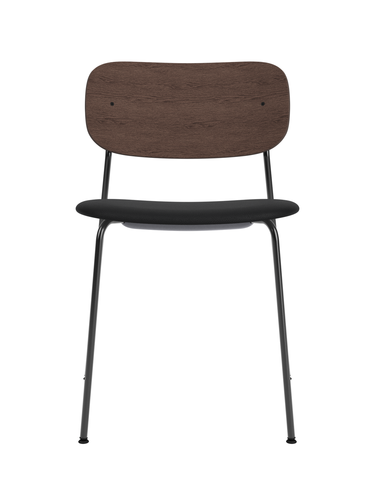Dining Chair, Upholstered Seat ¨C Black Frame, Wide Veneer Back, Stackable