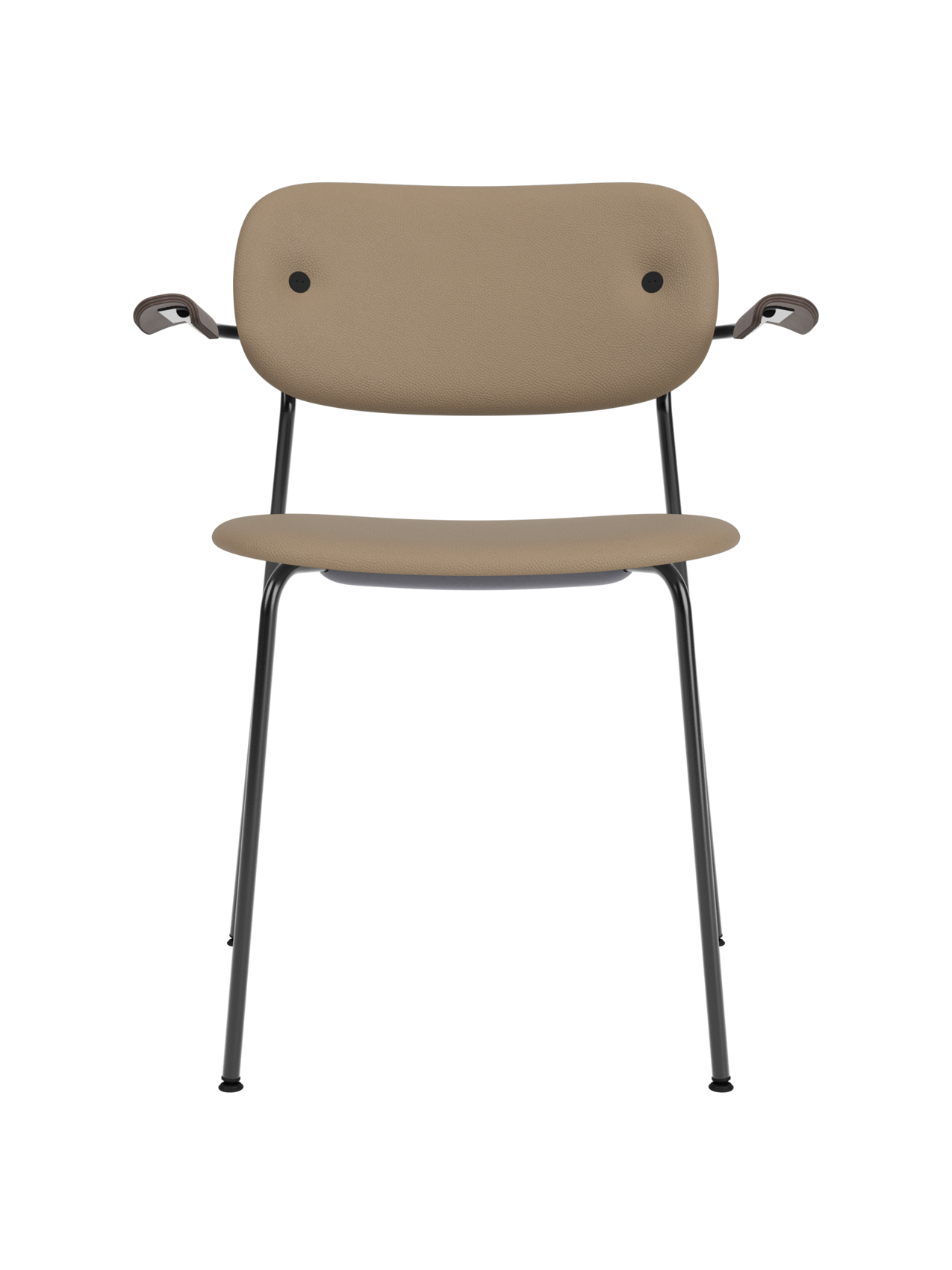 Fully Upholstered Dining Chair with Armrests ¨C Black Base, Stackable