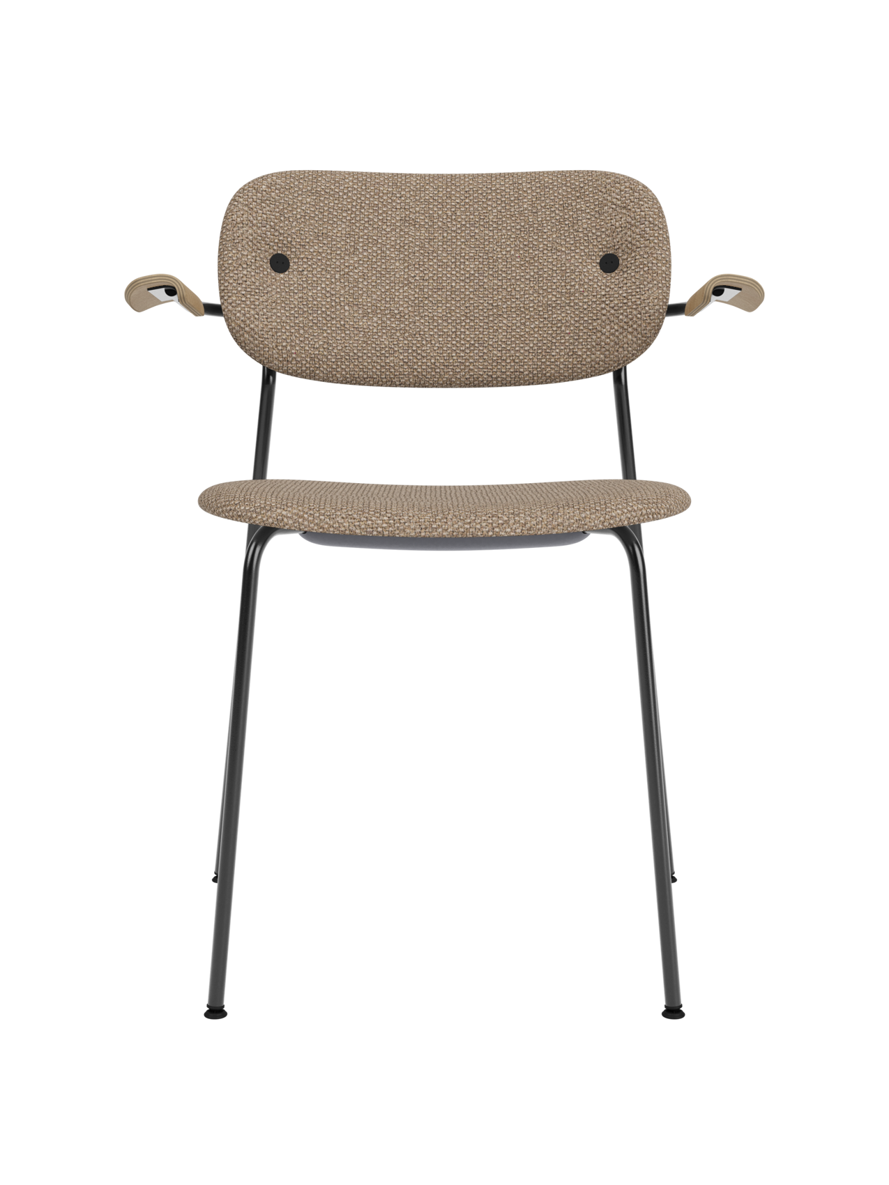 Fully Upholstered Dining Chair with Armrests ¨C Black Base, Stackable