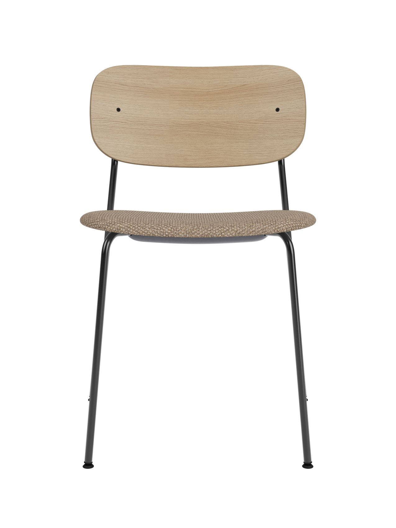 Dining Chair, Upholstered Seat ¨C Black Frame, Wide Veneer Back, Stackable
