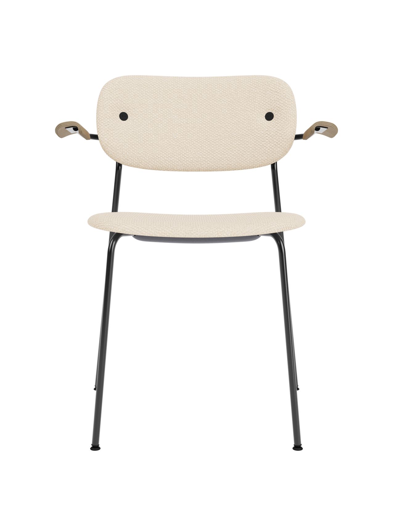 Fully Upholstered Dining Chair with Armrests ¨C Black Base, Stackable