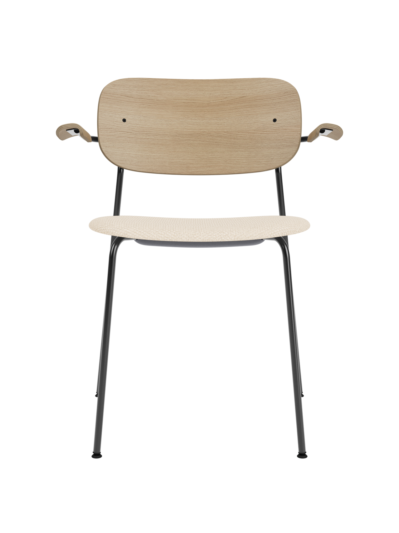 Dining Chair with Armrests, Upholstered Seat ¨C Black Frame, Stackable