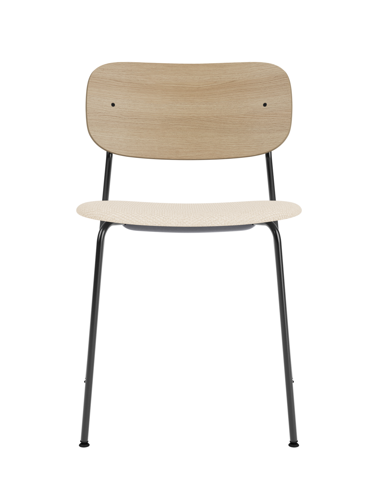 Dining Chair, Upholstered Seat ¨C Black Frame, Wide Veneer Back, Stackable