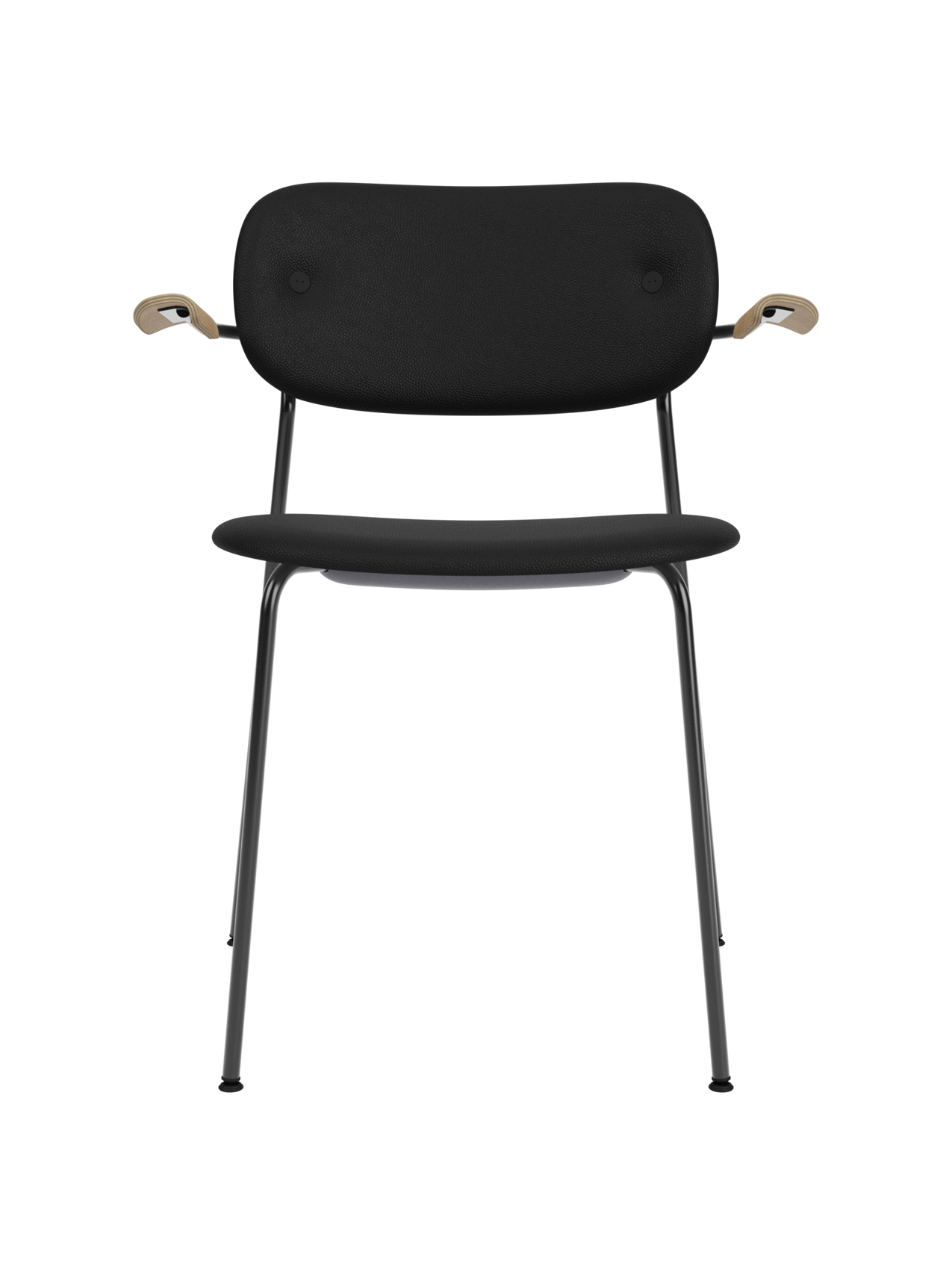 Fully Upholstered Dining Chair with Armrests ¨C Black Base, Stackable