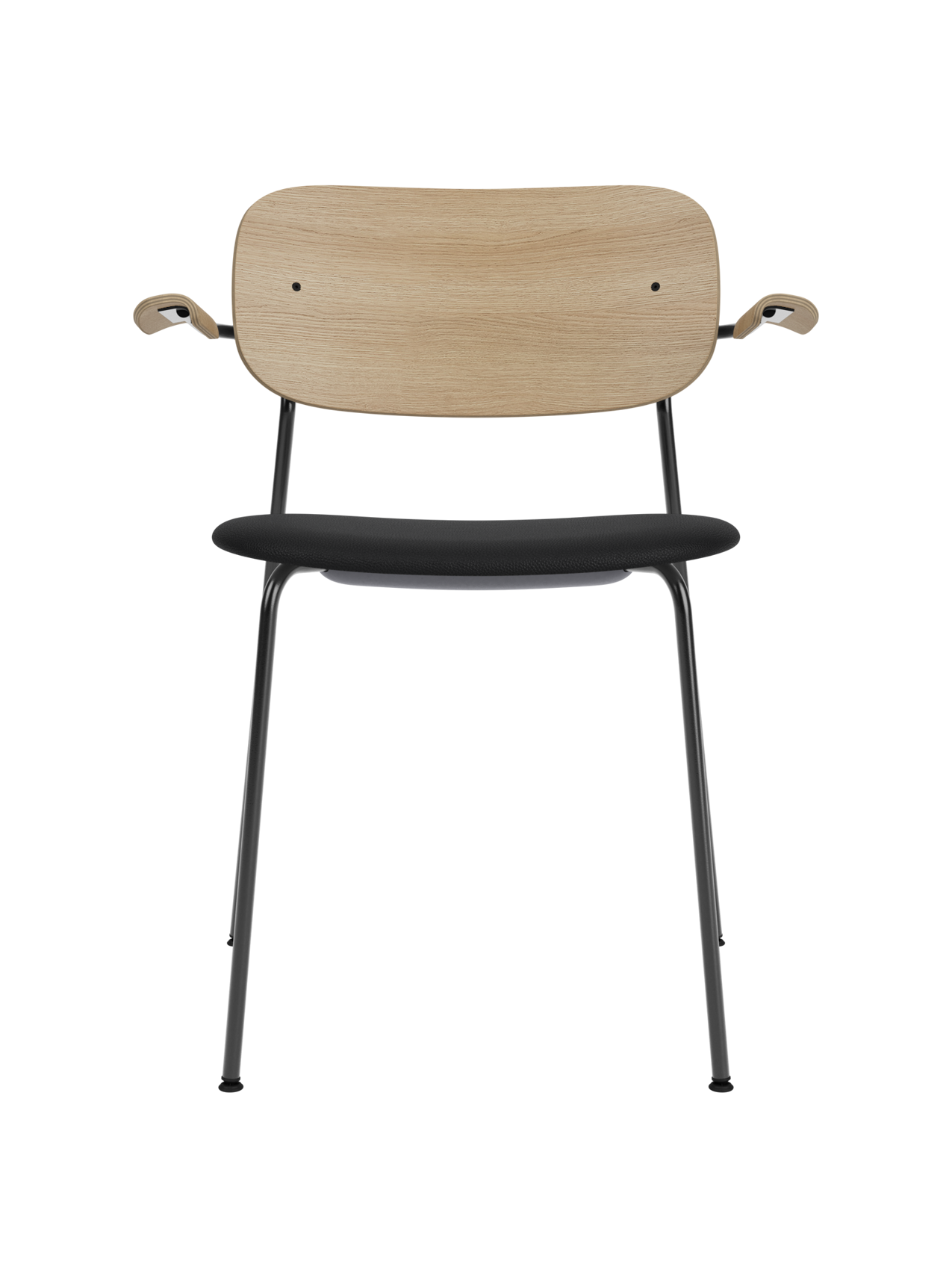 Dining Chair with Armrests, Upholstered Seat ¨C Black Frame, Stackable