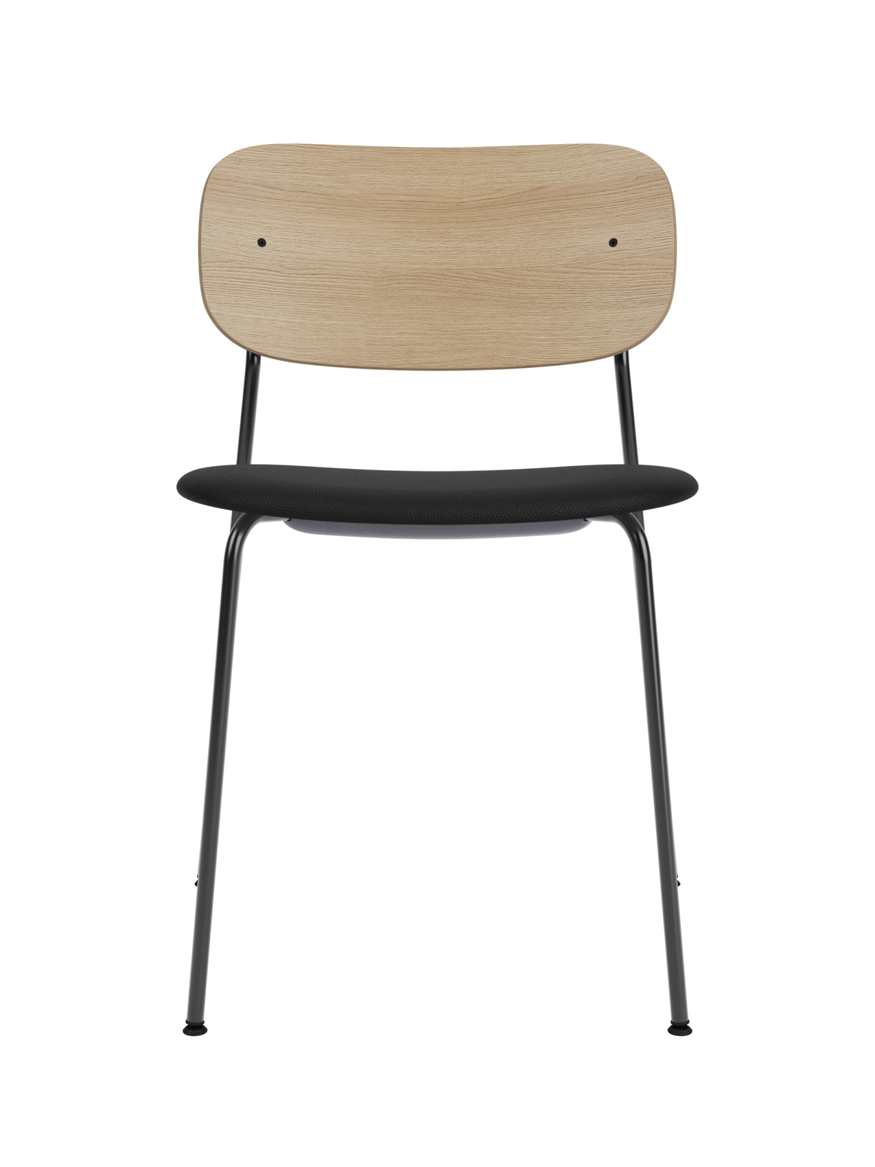 Dining Chair, Upholstered Seat ¨C Black Frame, Wide Veneer Back, Stackable