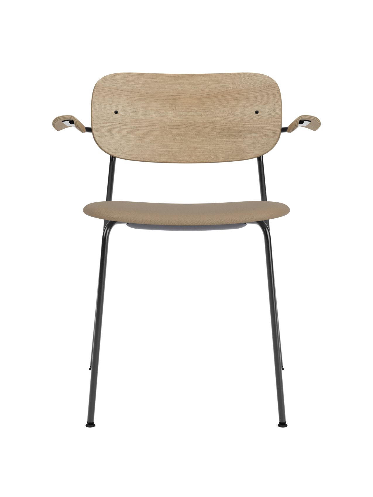 Dining Chair with Armrests, Upholstered Seat ¨C Black Frame, Stackable
