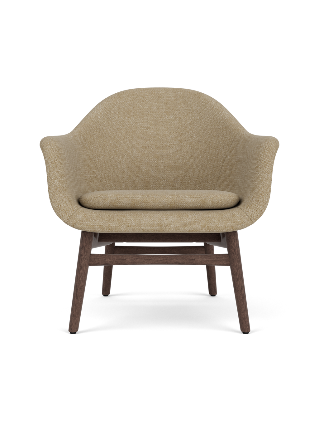 Lounge Chair on Solid Wood Frame Curved Shell, Angled Backrest